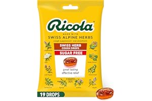 Ricola Sugar Free Swiss Herb Cough Drops, 19 Count, Cough Suppressant & Throat Relieving Drops with Naturally Sourced Menthol, Pleasing Taste for Coughs & Throat Irritation Symptom Relief