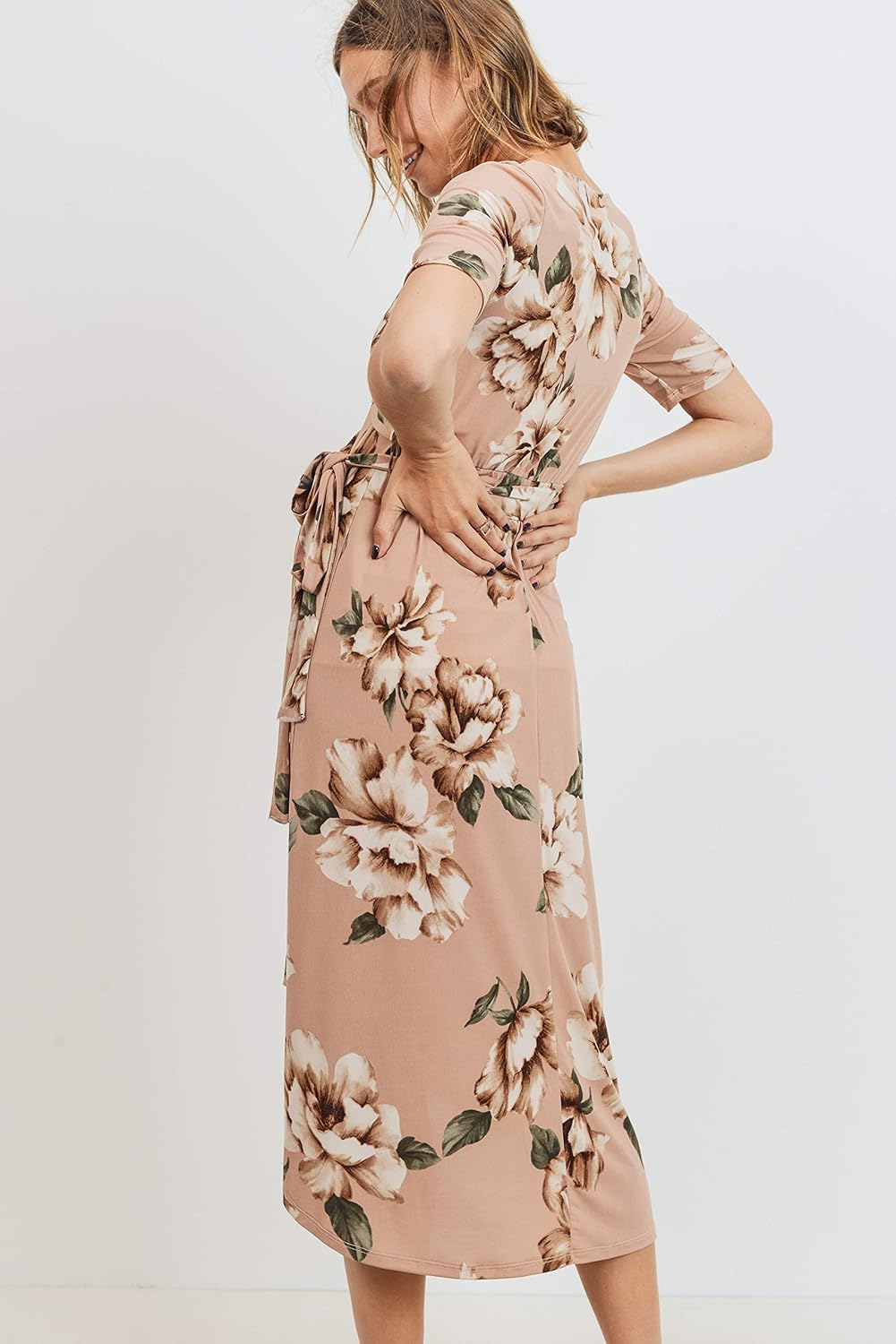 Hello MIZ Women's High-Low Surplice Wrap Maternity Dress with Waist Belt (L. at  Women’s Clothing store