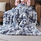 BlanketSolution Faux Fur Soft Fluffy Tie-dye Blue Throw Blanket for Living Room Bedroom Couch 60X80 Fuzzy Bubble Thick Throw Blanket Decorative Blanket Home Decor 860 GSM