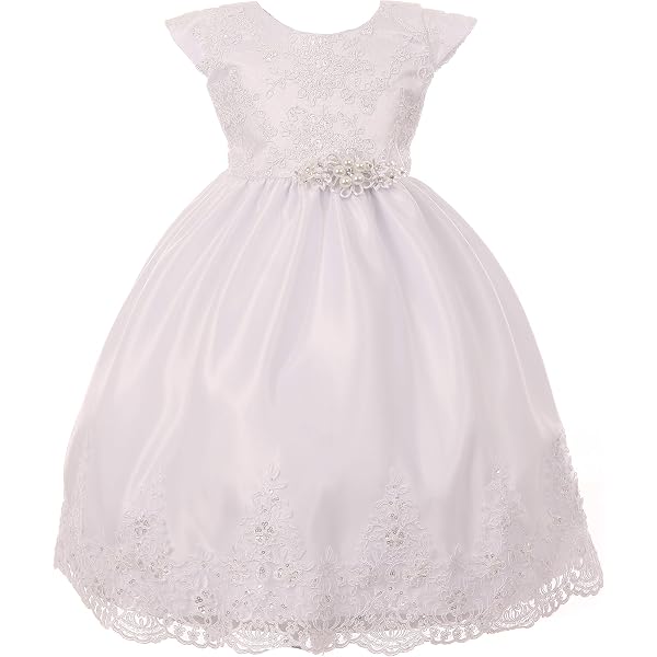 Fenghuavip Infant Christening Gown For Baby Girls - Short Sleeve Long Lace Baptism Dress With Bonnet