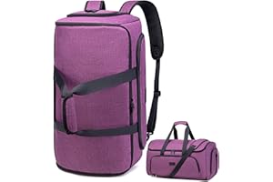 VESSGRA Carry On Travel Garment Bag for Women, Convertible Garment Duffel Bag Backpack, Waterproof Weekender Bag with Shoe Pouch, Detachable Shoulder Strap, 4 in 1 Hanging Suitcase Suit Travel Bags-Purple