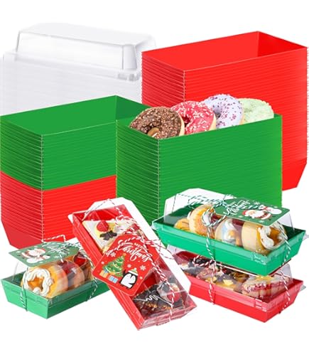Yaomiao 100 Pack Christmas Charcuterie Boxes With Ropes And Cards, Square Paper Bakery Boxes, Disposable Dessert Food Containers With Clear Lids For Strawberries Slice Cake Cookies Cupcakes Sandwich - View #4