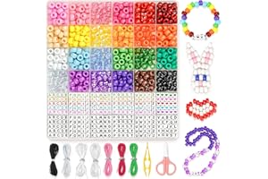 Dowsabel Friendship Bracelet Kit, 24 Colors Bracelet Making Kit Pony Beads for Jewelry Making, Letter Beads Heart Beads for Bracelet Making, Ideal Gifts for Teen Girls Kids Adults