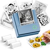 ETIKEZ Sticker Printer, PM290C Mini Printer with 3 Rolls Paper, Blue | Inkless Bluetooth Sticker Maker for Study Notes, Journals, DIY, Gifts &amp; Smart AI App, Ideal for Office, Home &amp; School