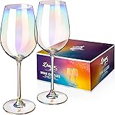 Dragon Glassware Stemmed Wine Glasses - 17.5 oz Crystal, Iridescent Wine Glass Set of 2 - Unique Iridescent Glassware Gift for Weddings, Anniversaries, Birthdays