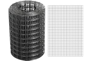 WURJHSONG Black Hardware Cloth 4'' x 20' PVC Steel Vinyl Coated 1/2inch Galvanized Wire Mesh Roll（19GA) Chicken Wire Fence Roll, for coop Fences,Screen mesh, Rabbit/Snake Fences, Poultry enclosures, etc.