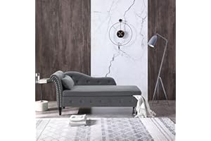 Anwick Chaise Lounge Indoor Tufted Fabric, Modern Upholstered Recliner Lounge Chair for Living Room Bedroom, Sleeper Lounge Sofa (Grey) (Grey+Storage)