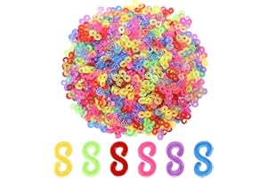 Kioiner 500 Pcs S Clips, Rubber Band Clips, Plastic Loom Bands Connectors Refills for Bracelet Loom Bands, Necklace Handcraft