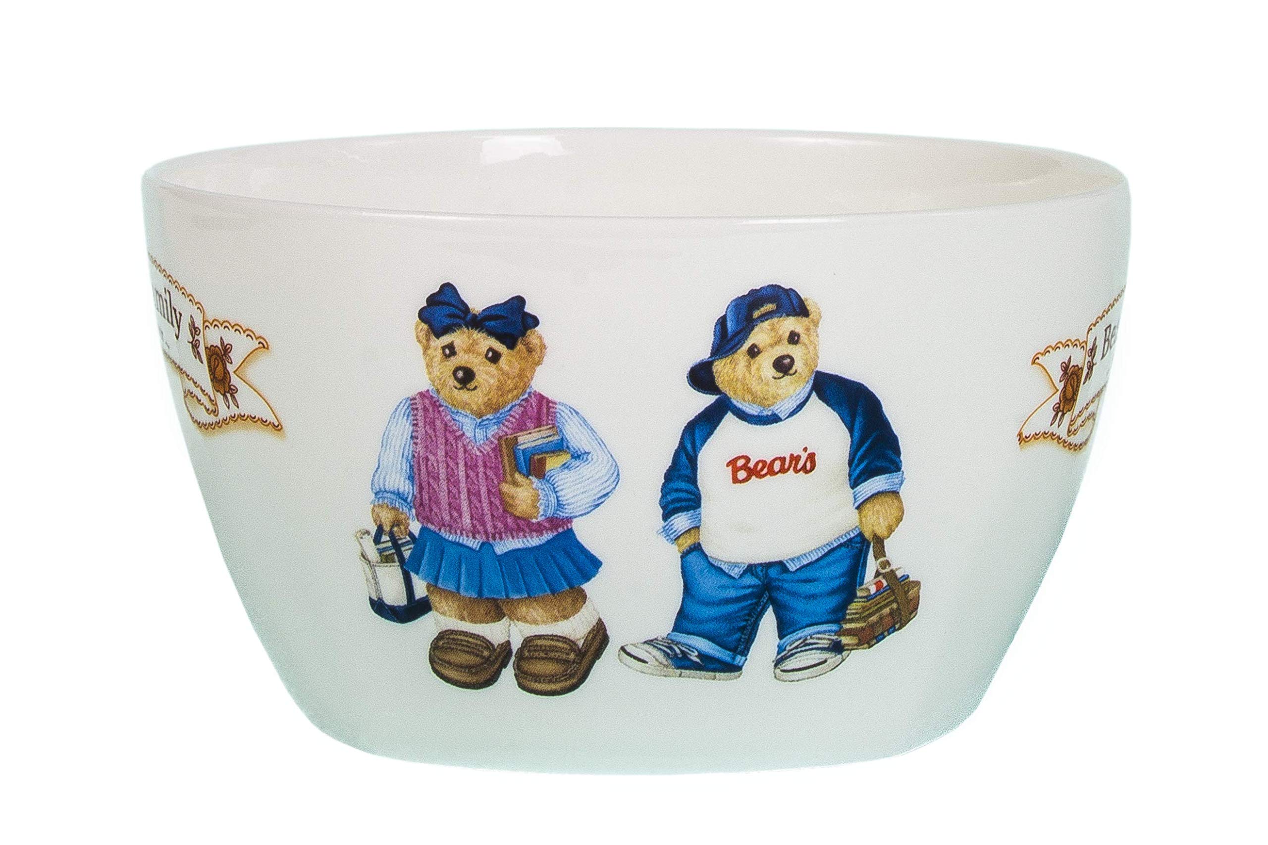 Teddy Bear Bowl: Pink and Blue, 15 Fl Oz, Premium Ceramic, BPA-Free, Kids Bowl, Cereal Bowl, Multipurpose Bowl for Salad, Fruit, Dessert, and Snacks, Perfect for Kids and Adults