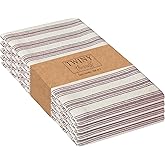 TWINY threads Set of 4 Farmhouse Stripe Kitchen Towels (18x26 Inches) Premium Tea Towels with Hanging Loop, Highly Absorbent 100% Cotton Bulk Kitchen Hand Towels for Drying Cleaning - Burgundy Wine