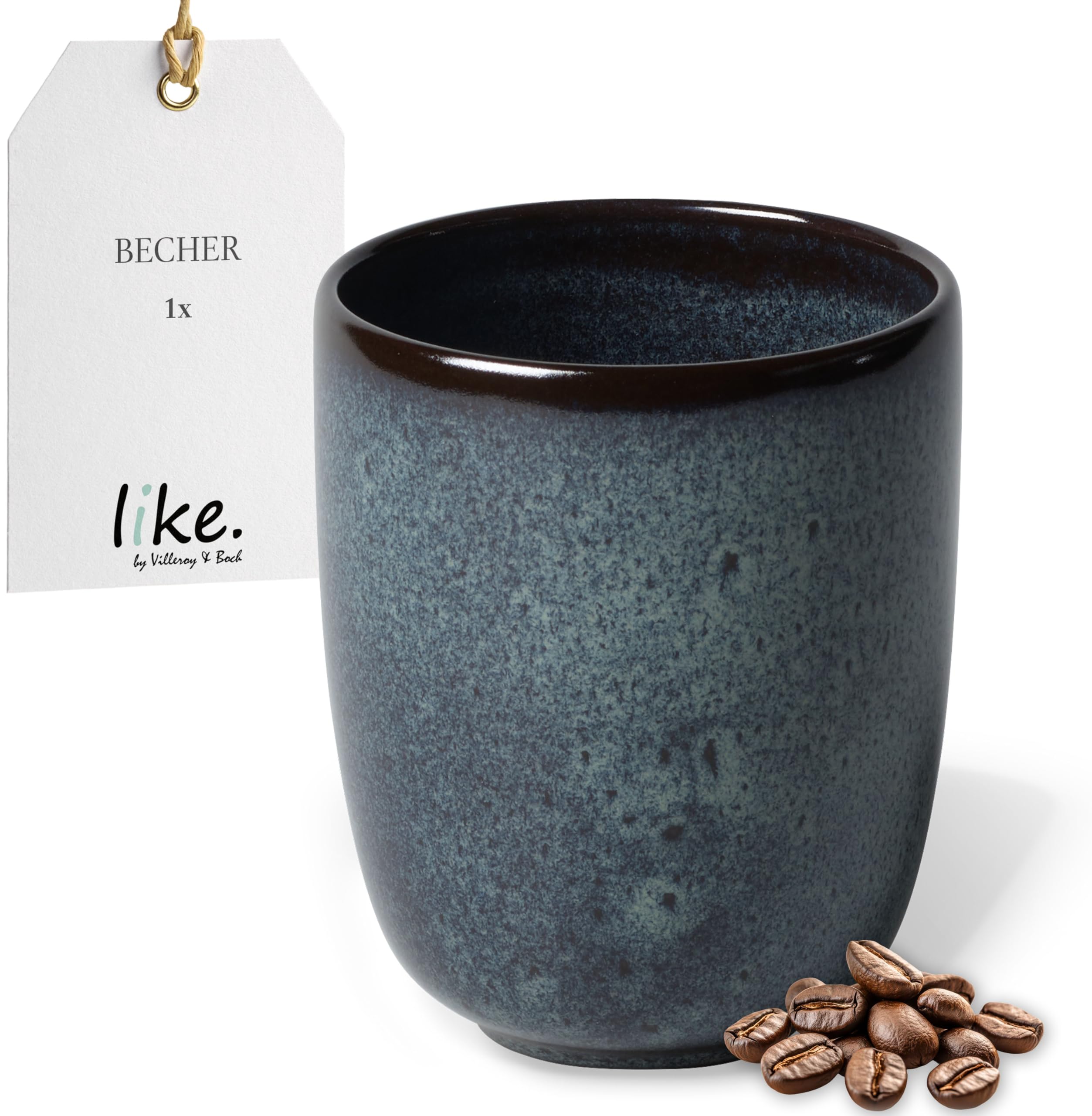Like. by Villeroy and Boch – Lave Gris Handleless Mug, 400 ml, Handleless Cup Made from Stoneware for Special Coffee Moments, Dishwasher and Microwave-Safe