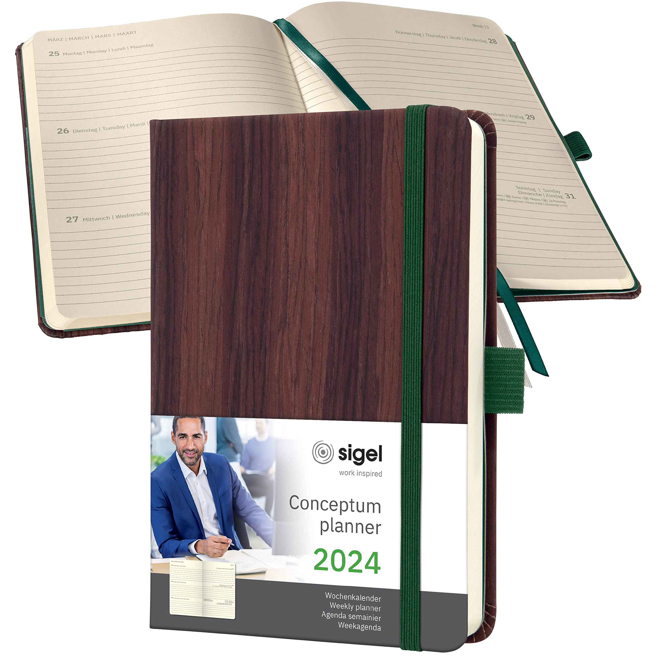 SIGEL C2477 Conceptum Weekly planner 2024, approx. A6, approx. A6, brown, hardcover, 2 pages equal to 1 week, 176 pages