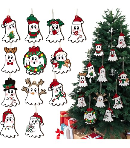 24 Adornos Colgantes De Halloween | Fantasmas De Plástico Plateados | Decoración Para Árbol, Puerta O Fiesta