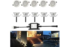 FVTLED Low Voltage LED Deck Light Waterproof Outdoor Garden Yard Decor Lamps Recessed Wood Decking Stair Landscape Pathway LED Step Lighting (10pcs, Warm White)