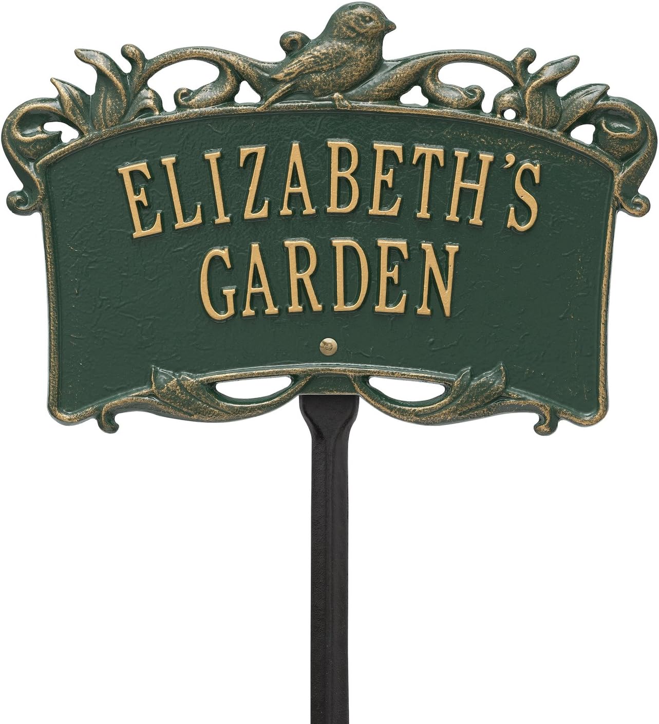 Plaques & Wall Art - Whitehall 2 Line Personalized Aluminum Bird Garden Plaque 14.25