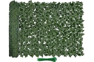 Tikroom Artificial Ivy Fence Privacy Screen 120x40in UV-Anti Dense Faux Greenery Backdrop Fake Hedges Fence & Faux Ivy Vine L