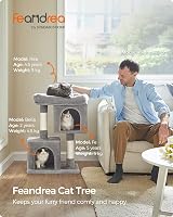 Feandrea Cat Tree Tower 74 cm M Large Perch 2 Caves Scratching Post Grey view 3