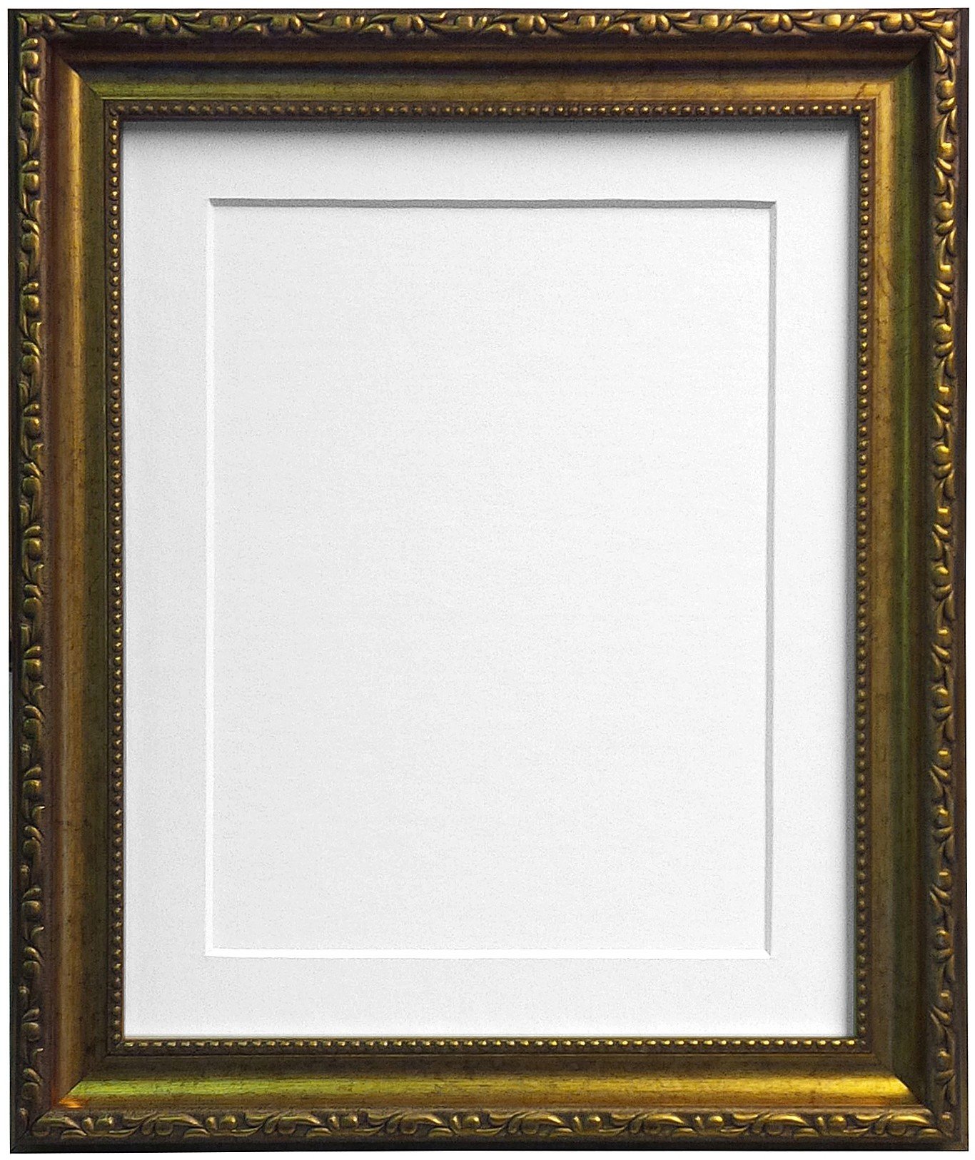 Shabby Chic Gold Picture Photo Frame with White Mount 9 x 7 For Image size 7 x 5 inch — image 1