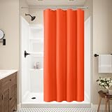 Shower Curtain 122x182cm Waffle Orange with Metal Hooks view 2