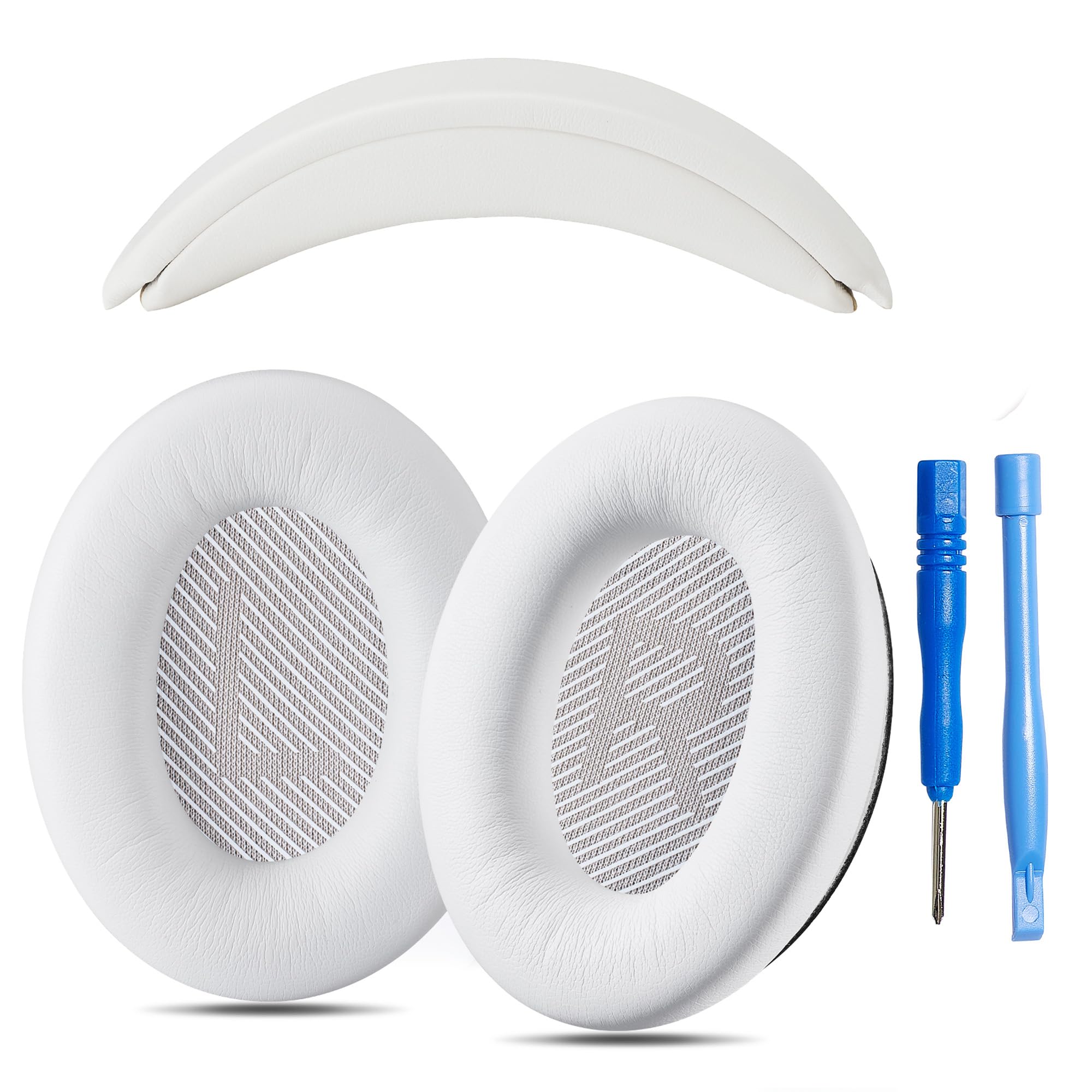 AHG Accessory House Global Replacement QC Ear Pad and Headband Pad Kit Cushion. Compatible with Bose QuietComfort (2023) QC45 QC35 QC35 II QC SC QC SE Wireless Noise Cancelling Headphones (White)