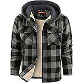 Ceoutdoor Men's Flannel Jacket Vintage Plaid Zip Up Sherpa Lined Fleece Coat Warm Winter Work Jackets with Hood
