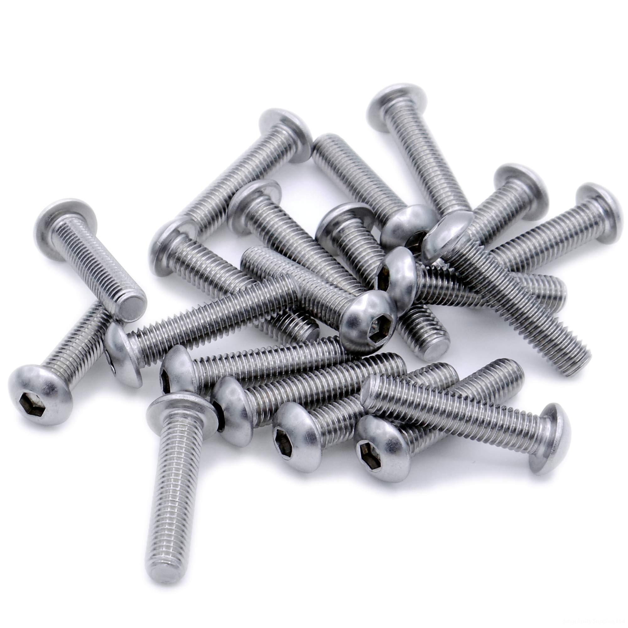 M4 (4mm x 35mm) Hex Socket Button Machine Screw (Bolt) - Stainless Steel (A2) (Pack of 20)