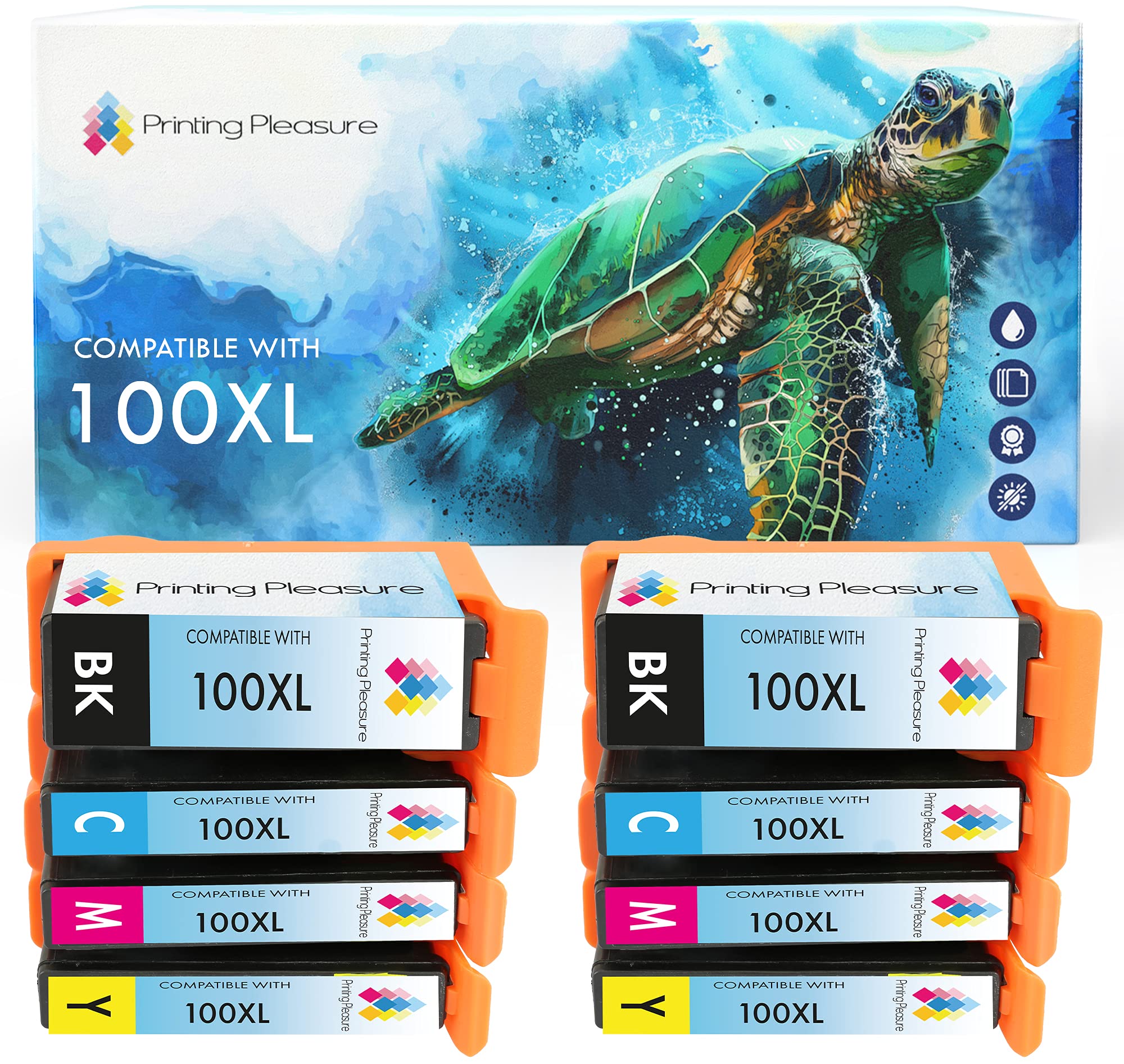8 (2 SETS) Compatible 100XL Ink Cartridges for Lexmark S300 S301 S305 S308 S405 S408 S505 S605 S815 S816 Pro 202 205 208 209 705 706 805 901 905 - Black/Cyan/Magenta/Yellow, High Capacity