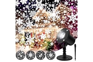 AANDZ Christmas Snowflake Projector Light, HD Dynamic LED Snow Lights Projection, IP65 Waterproof Outdoor Indoor Holiday Projection Lamp Decoration for Xmas Holiday, New Year, House, Party