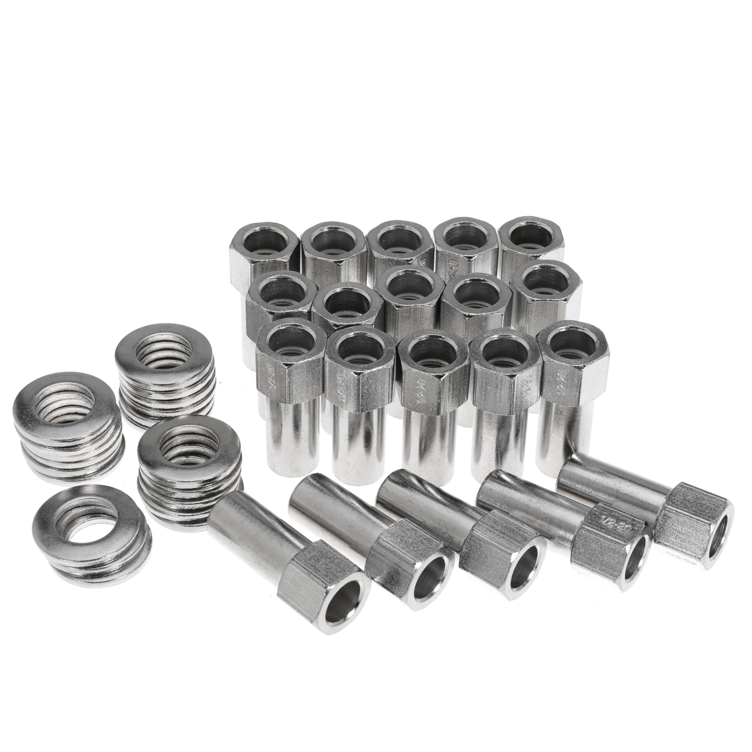 Photo 1 of 1/2"-20 Wheel Lug Nut for Cragar for SST Mag with Center Washer Open Ended, 13/16” Hex 2.01” Total Length (20PCS)