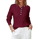 Arach&Cloz Womens Comfy Cotton Blend Cable Knit Casual Sweaters 2025