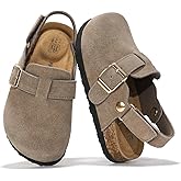 Project Cloud 100% Genuine Leather Kids Clogs with Natural Cork Footbed & Memory Foam Insole Arch Support - Non-Slip Clogs for Kids - Slippers Sandals for Boys & Girls Footwear