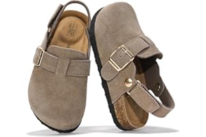 Project Cloud 100% Genuine Leather Kids Clogs with Cork Footbed Arch Support - Non-Slip Slippers & Sandals for Boys & Girls Footwear