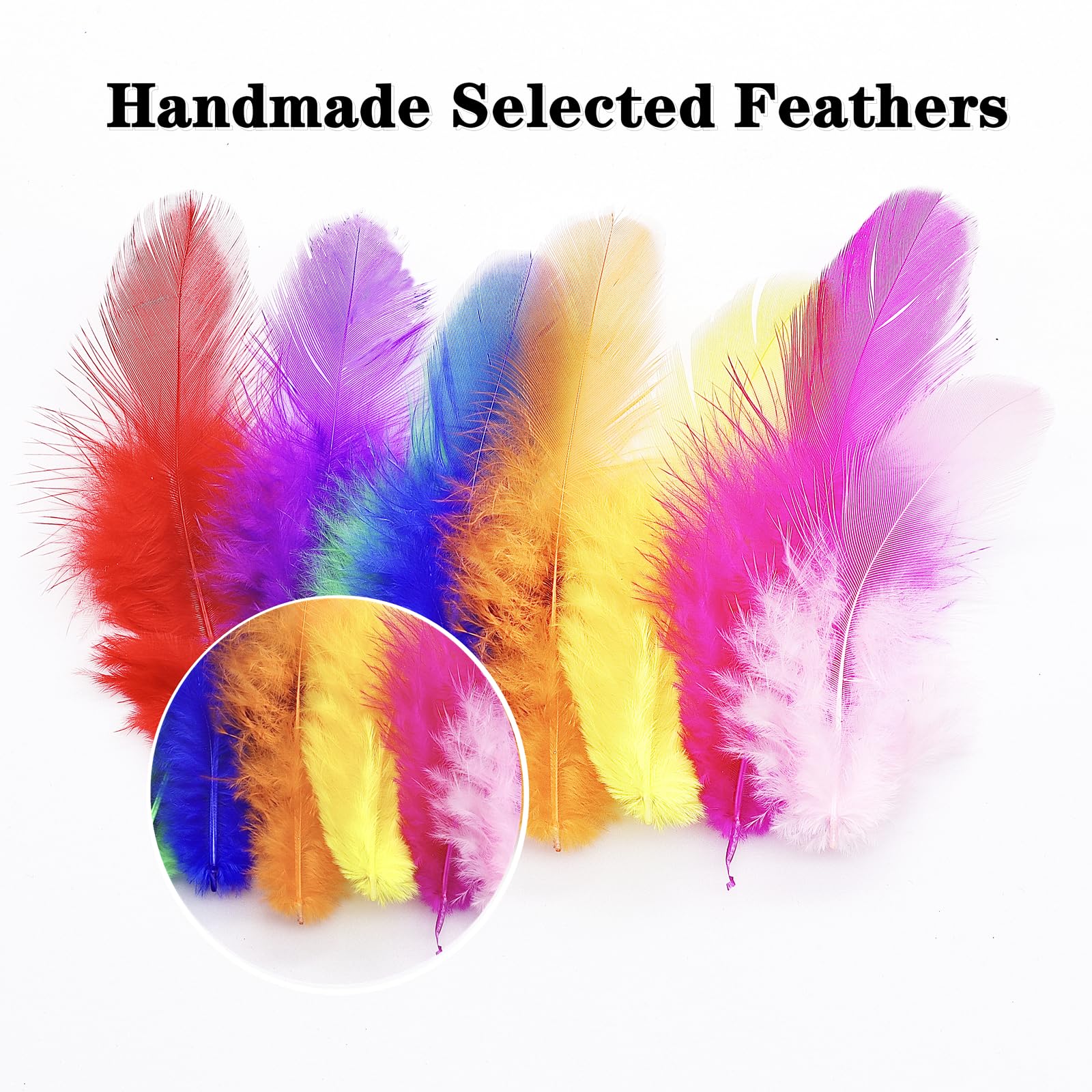 800Pcs Colorful Craft Rooster Feathers 3-5-inch Bulk Feathers for Crafting Kindergarten DIY Crafts, Wedding, Family Party Decorations, Dream Catcher Supplies, Natural Feathers