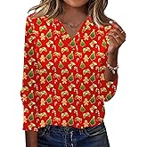 Micoson Women's Long Sleeve Tops Dressy Casual Fall Clothes Fashion 2025 V Neck Clothing Color Block T Shirts