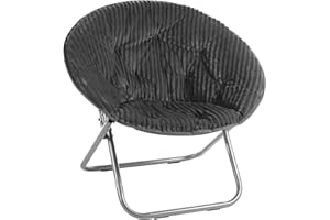 URBAN LIFESTYLE Urban Shop Corduroy Saucer Chair, Grey 27D x 32W x 29.5H in