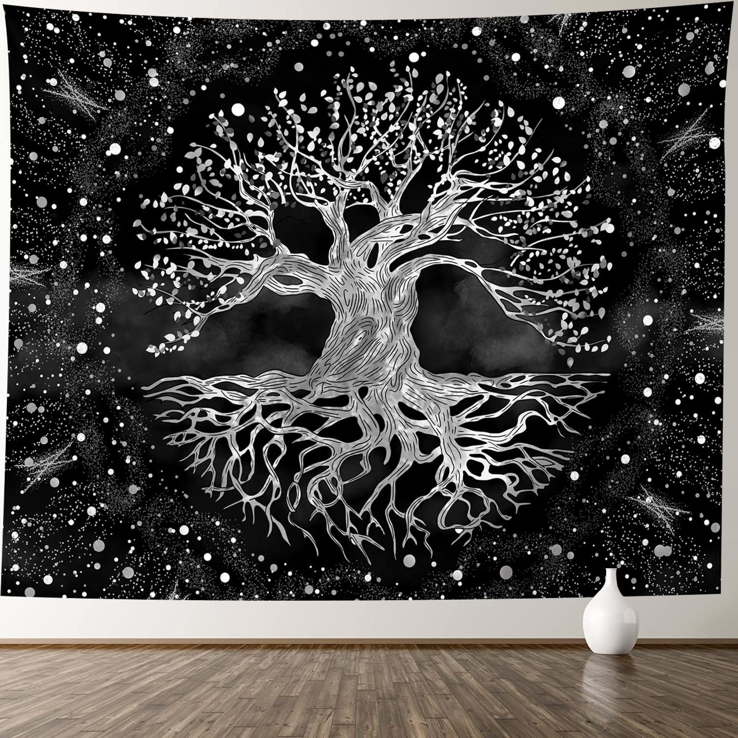 Tapestries - Tree of Life Tapestry Wall Hanging - Bohemian Hippie Wishing Tree Black and White Tapestries Psychedelic Wall Carpet Mystic Aesthetic Wall Tapestry for Living Room Bedroom (Tree of Life Black White, M(51.2ʺ x 59.1ʺ))