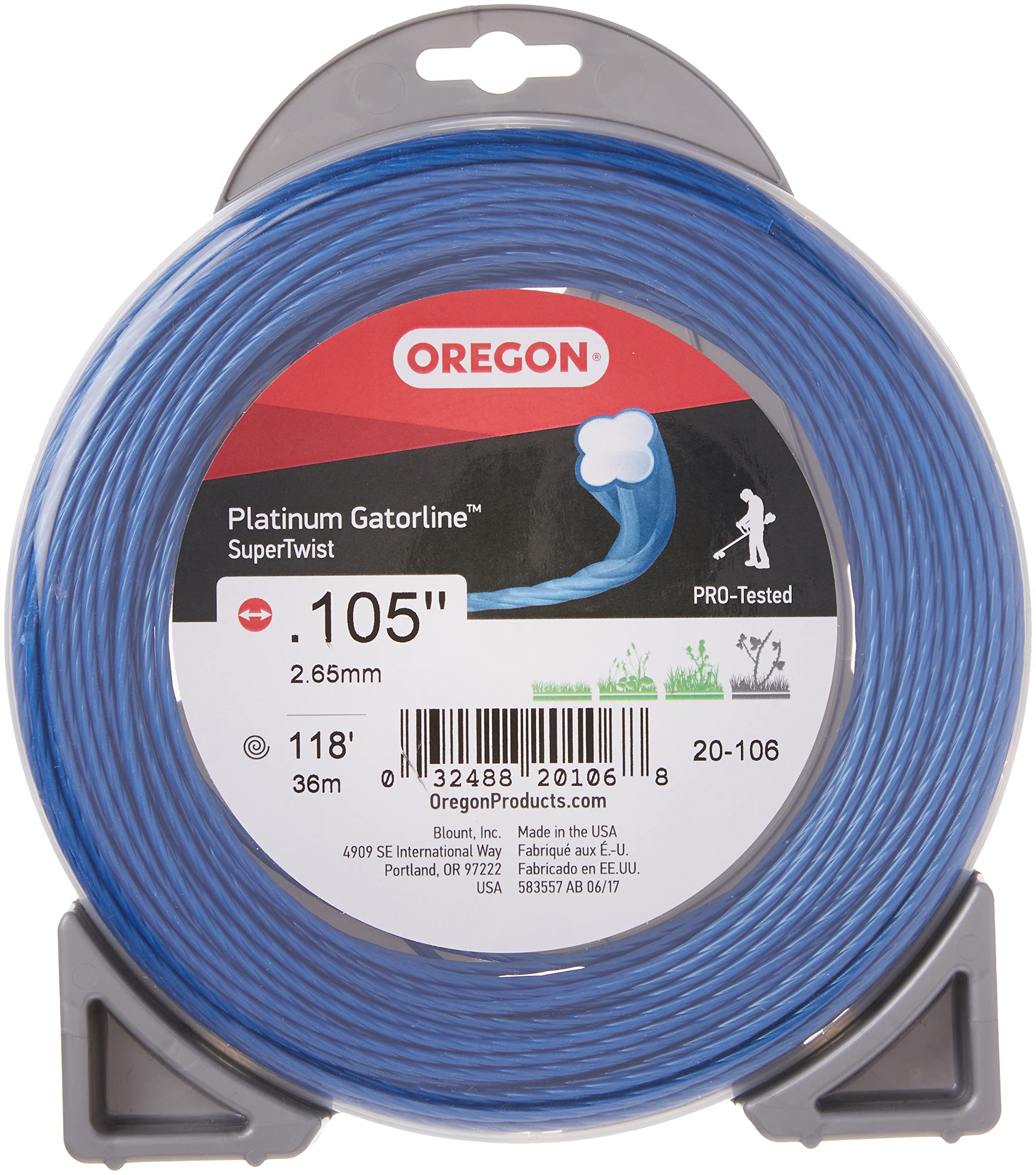 Oregon 20-106 Platinum Gatorline Supertwist Trimmer Line, .105-Inch, 1/2 Pound, Black