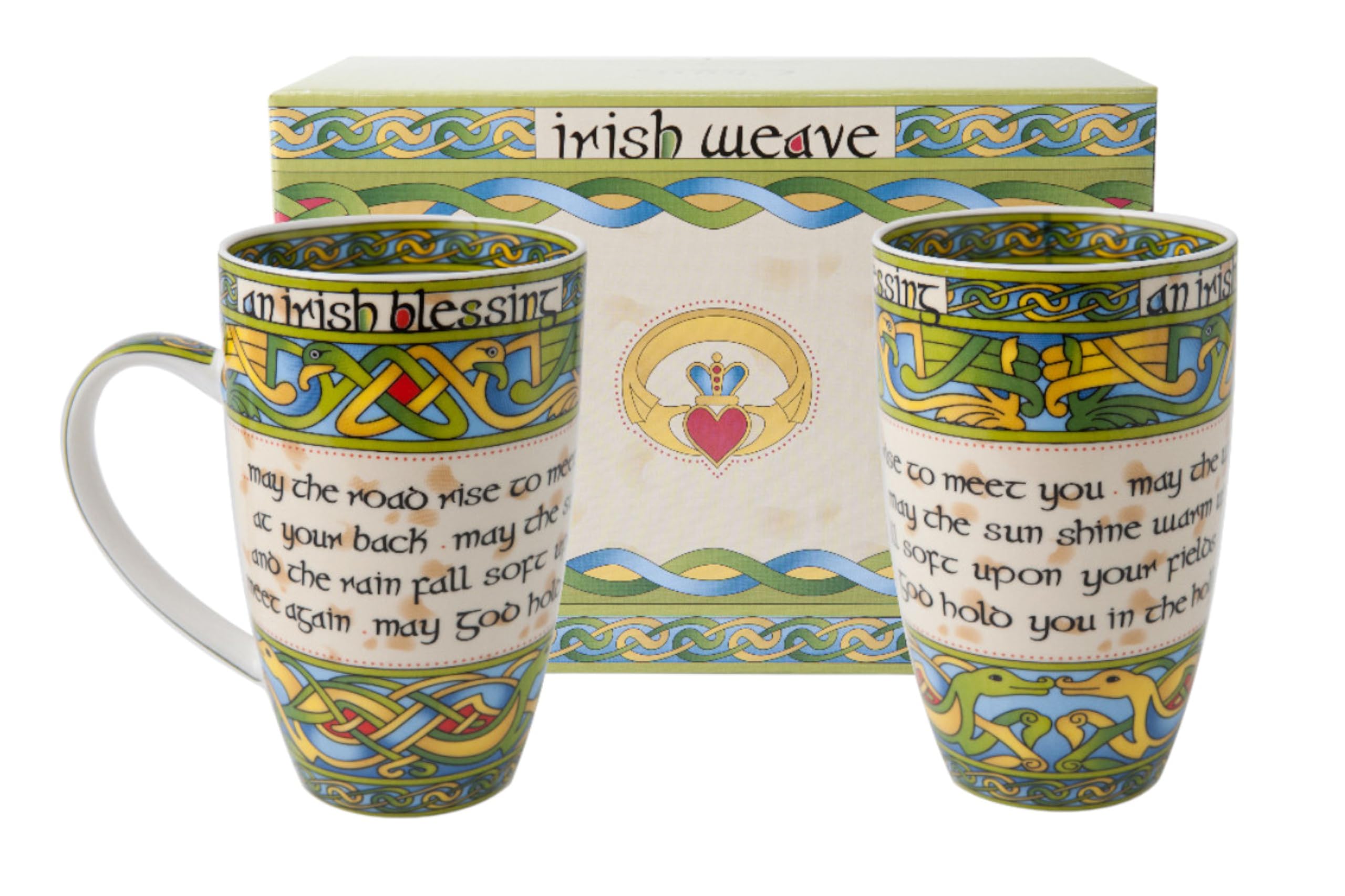 Royal Tara Irish Blessing Mug Set - Two Coordinating Mugs in Irish Gift Box