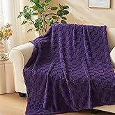 NEWCOSPLAY Super Soft Throw Blanket Purple Premium Silky Flannel Fleece 3D Checkered Lightweight Bed Blanket All Season Use (Purple Checkered, Throw(50"x70"))