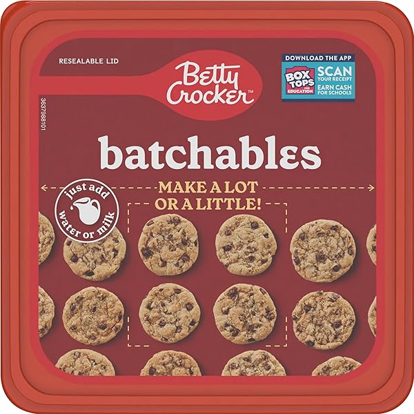 BETTY CROCKER BATCHABLES CHOCOLATE CHIP COOKIE MIX, MIX AND BAKE 4 TO 24 PER BATCH, 28 OZ. (PACKING MAY VARY)