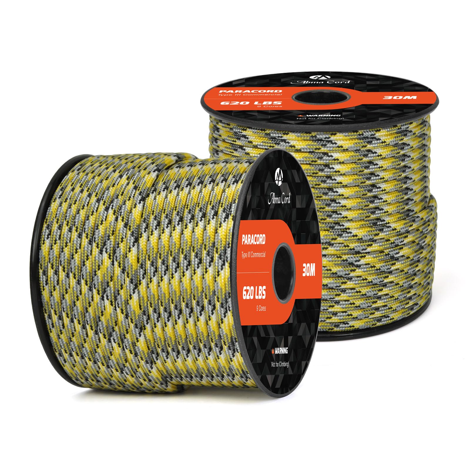 Abma Cord Paracord 620 lbs 4mm 9 Strands 100% Nylon 30M - Yellow Camo — image 1