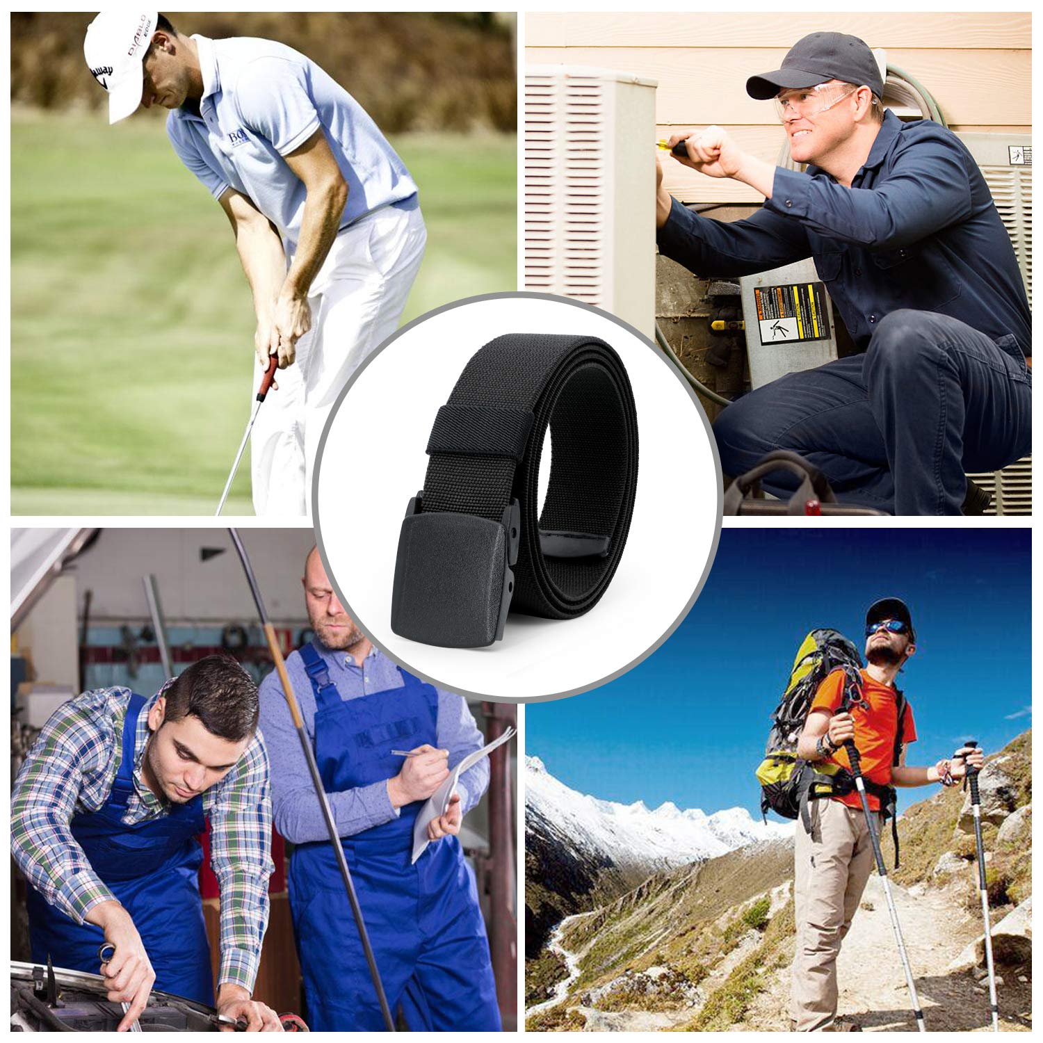 JasGood Herren Gürtel Nylon Stoffgürtel Verstellbarer Wasserdichte Taktische Gürtel mit YKK Kunststoff Schnalle Länge 125cm