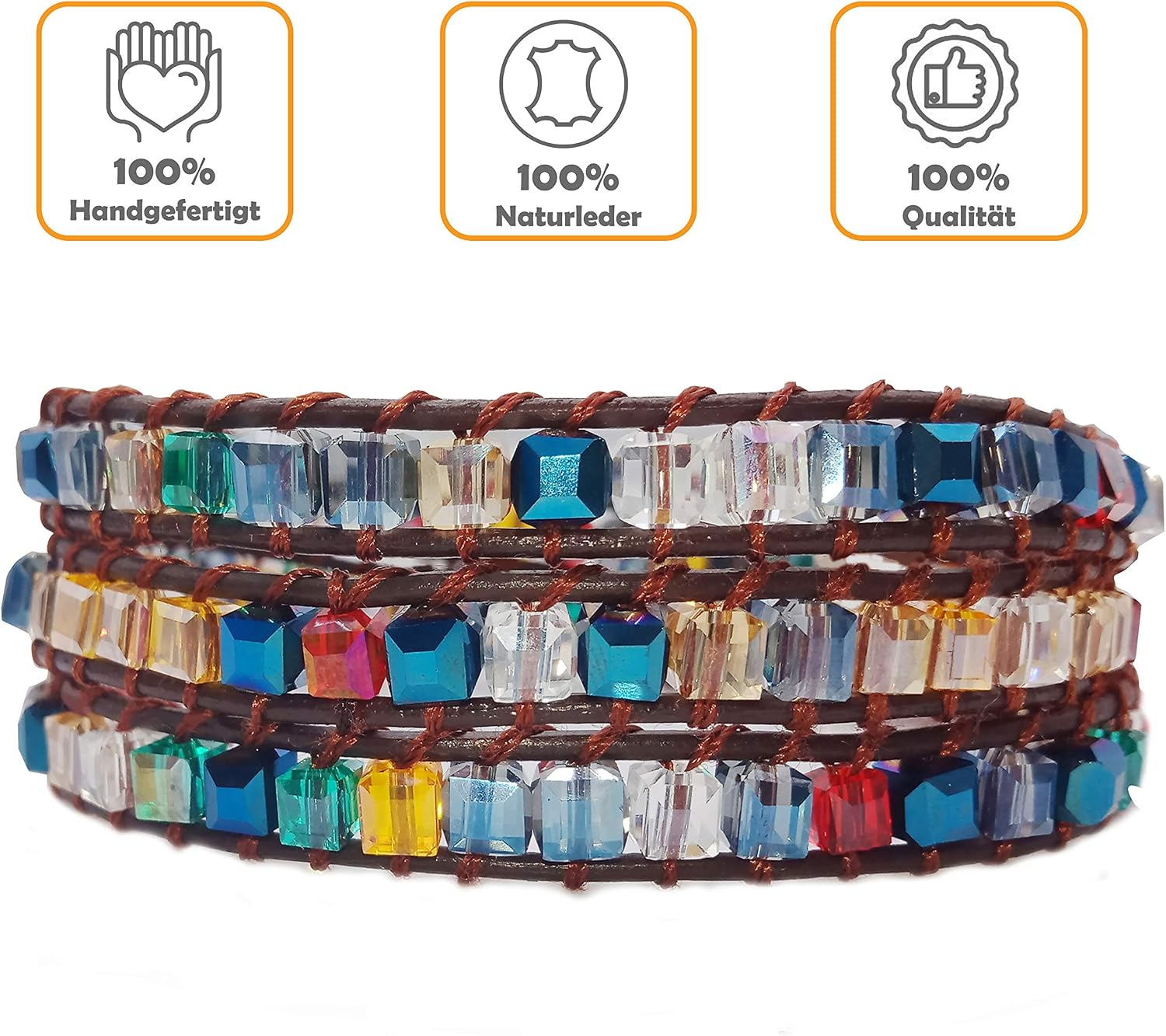 Flongo Naturstein-Armband Mit Kreuz – 15,5 Cm Umfang, Für Männer & Frauen, Reiki-Heilung