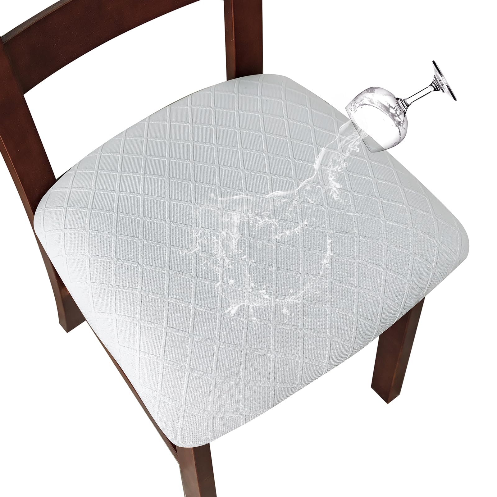 Photo 1 of Genina Waterproof Seat Covers for Dining Room Chairs Covers Dining Chair Cover Kitchen Chair Covers (White, 6 Pcs)