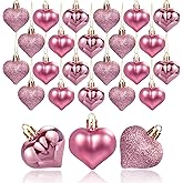 GuassLee Valentines Day Decorations Heart Ornaments - 36pcs Rose Gold Heart Shaped Baubles Tree Ornaments for Valentine's Day Wedding Anniversary Hanging Decorations