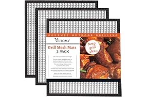 VCHOMY Grill Mesh Mat Set of 3 - Heavy Duty BBQ Non-stick Cooking Sheet Liners Reusable Teflon Barbecue Grilling Net for Outdoor Smoker, Pellet, Gas, Charcoal Grills - 11.8x13.8