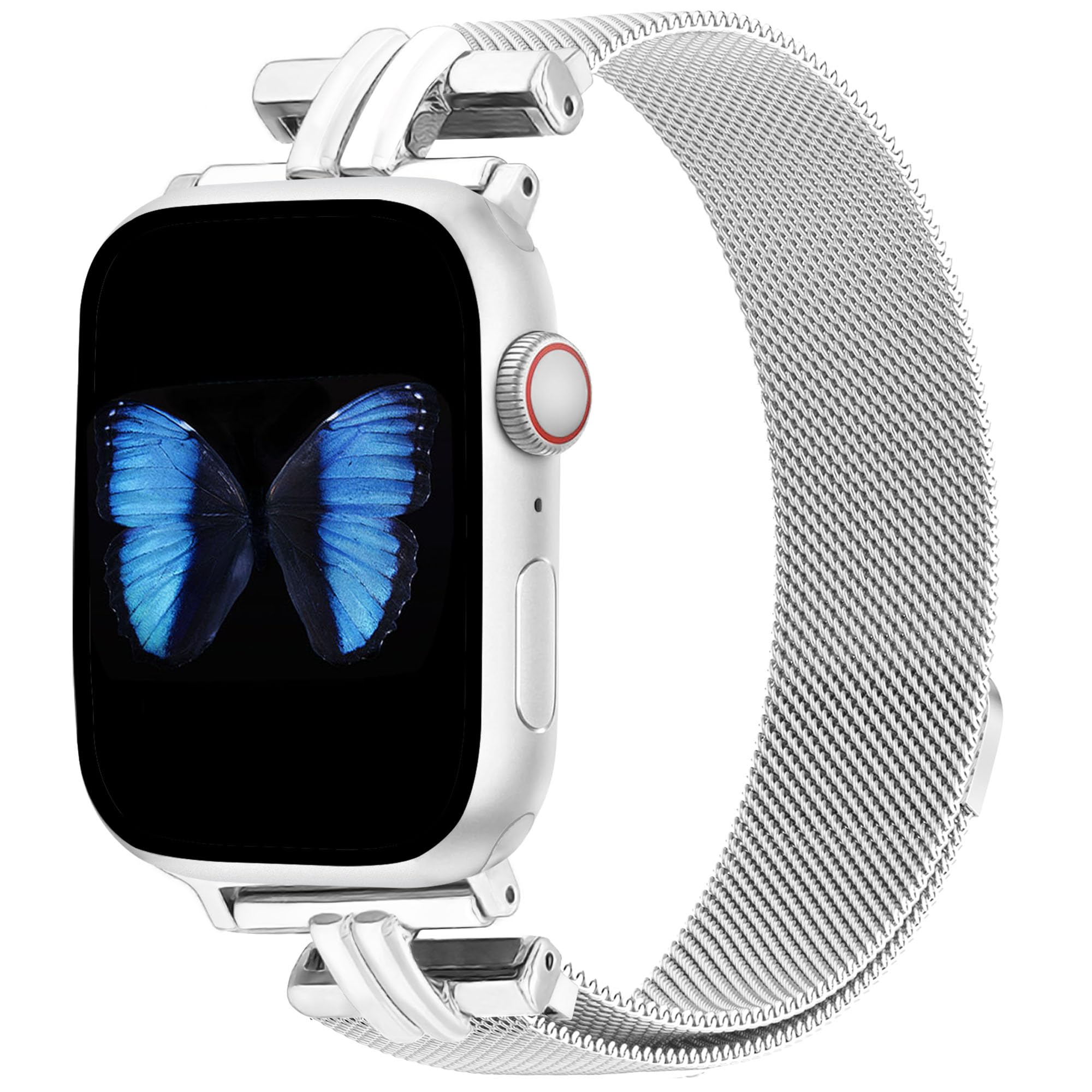TJCENXIN Band for Apple Watch Bands for Women 41mm 40mm 38mm, H-shaped Metal Mesh Magnetic Strap Stainless Steel Clasp for iWatch Series 10 9 8 7 6 5 4 3 2 1 SE Ultra 2 Silver
