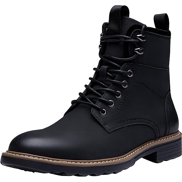 靴 real leather side zip boots Men's Side Zipper Leather Motorcycle Boots