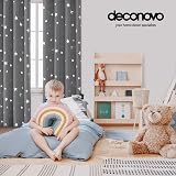 Deconovo Star Foil Printed Thermal Blackout Curtains 2 Panels 66x90 Grey view 3