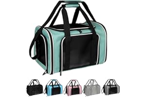 TOP TASTA Cat, Dog Carrier for Small Medium Pet Carriers Up to15Lbs, Cats Carrier Soft- Sided Puppy Dogs Bag Portable Foldable Airline Approved Carrier Travel (Green 18 * 11 * 11)
